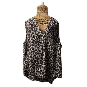 Vince Camuto Women’s Leopard Print Sleeveless Top Extra Large